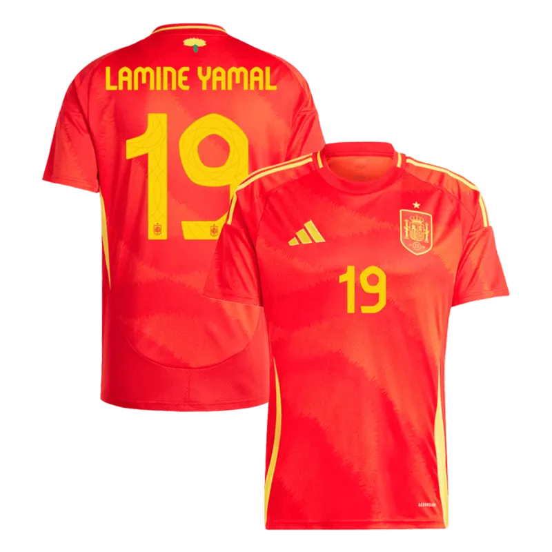 0e8f25ea62.webp 2024 Euro Spain Nation Home Jersey LAMINE YAMAL #19 RODRIGO #16 MORATA #7 - Image 1