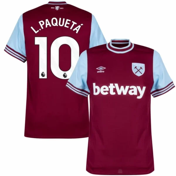 West Ham United Home L.Paquet¨¢ 10 Shirt 2024-2025 Player version Size£ºS-2XL£¨Non-Customize£©