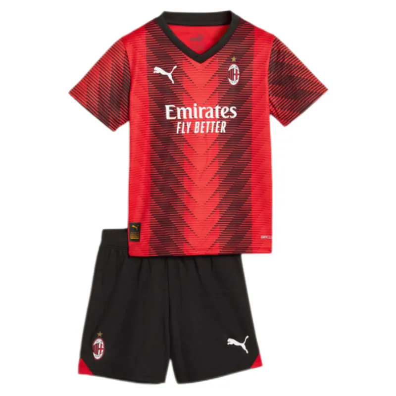 3e003aaa40.webp 23-24 Kids AC Milan Jersey Home Kit - Image 1