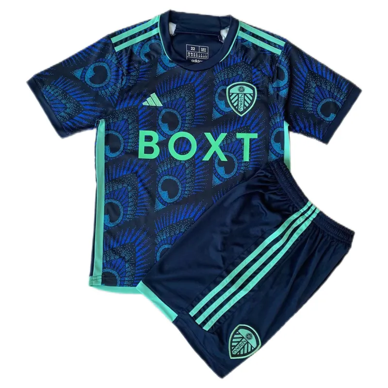 5f2663b9d0.webp Kids Leeds United 2023-24 Away Kit Jersey+Shorts - Image 1