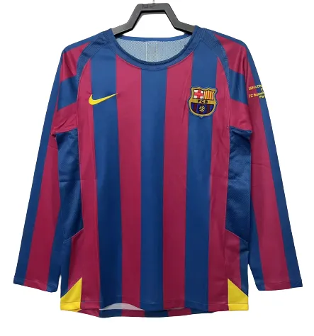 c80b94f7d7.webp Barcelona Retro Long Sleeve UCL Edition Home Jersey 2005-06 - Image 1