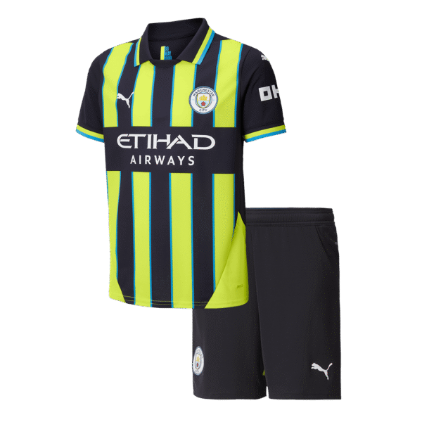 24-25 Manchester City Away Kids Kit Jersey+Shorts